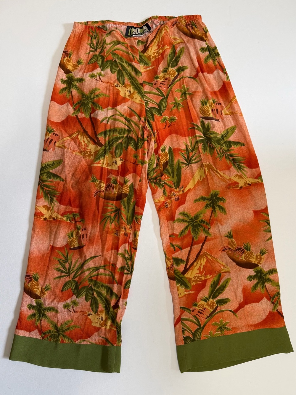 Loco Lindo Vintage Tropical Rayon Lounge Pants Medium Made USA